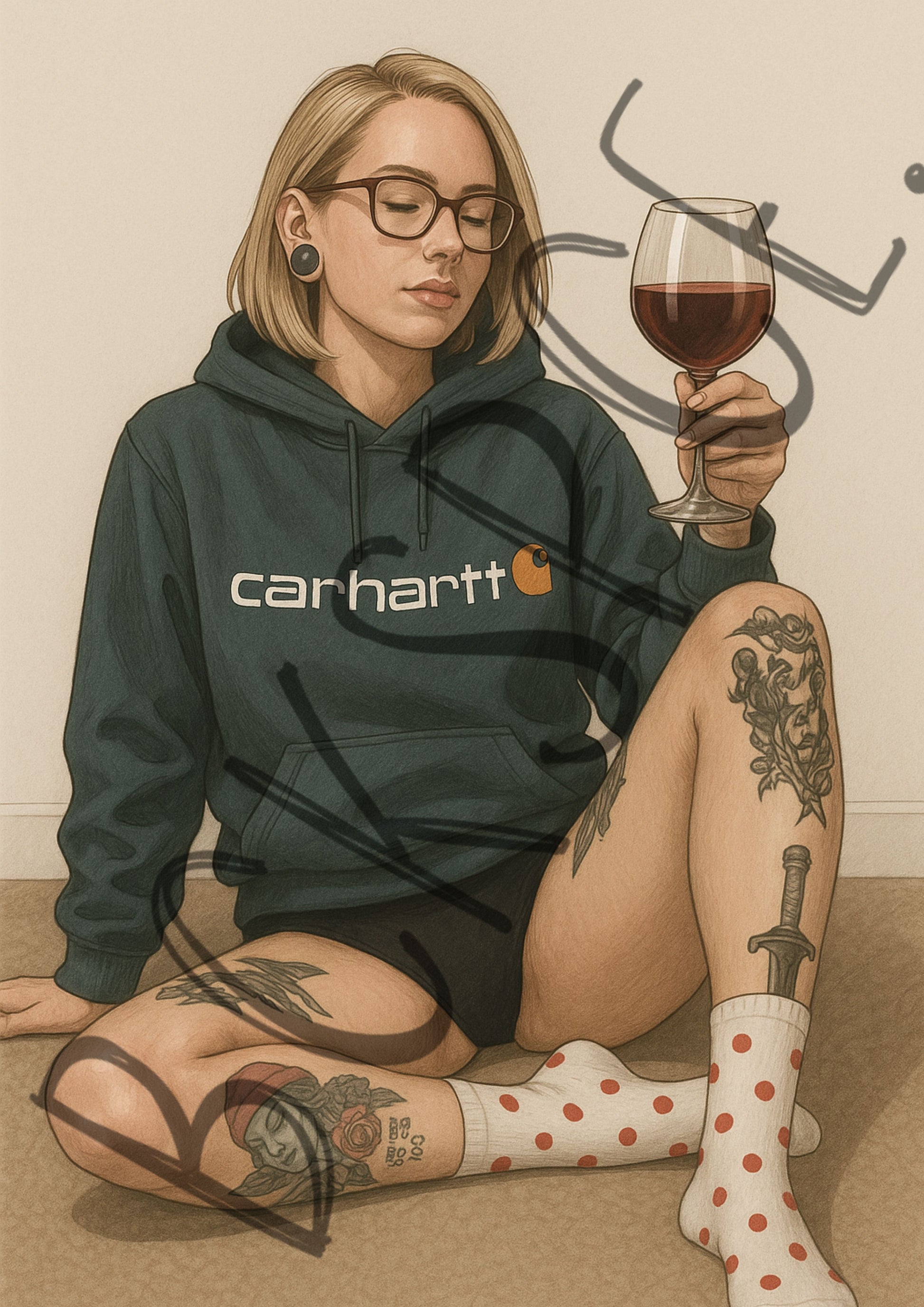 Wine O'Clock Digital Wall Art