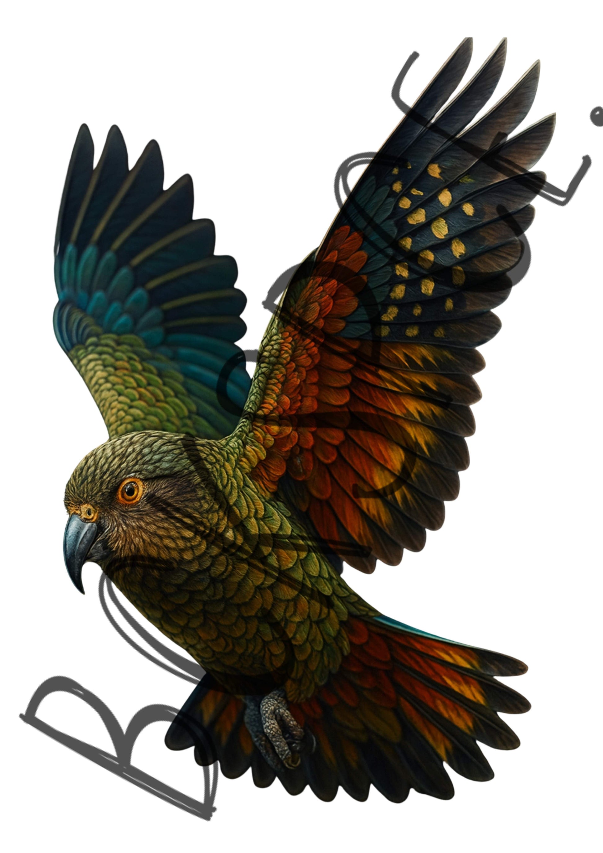 Kea (Aotearoa New Zealand Mountain Parrot) In Flight