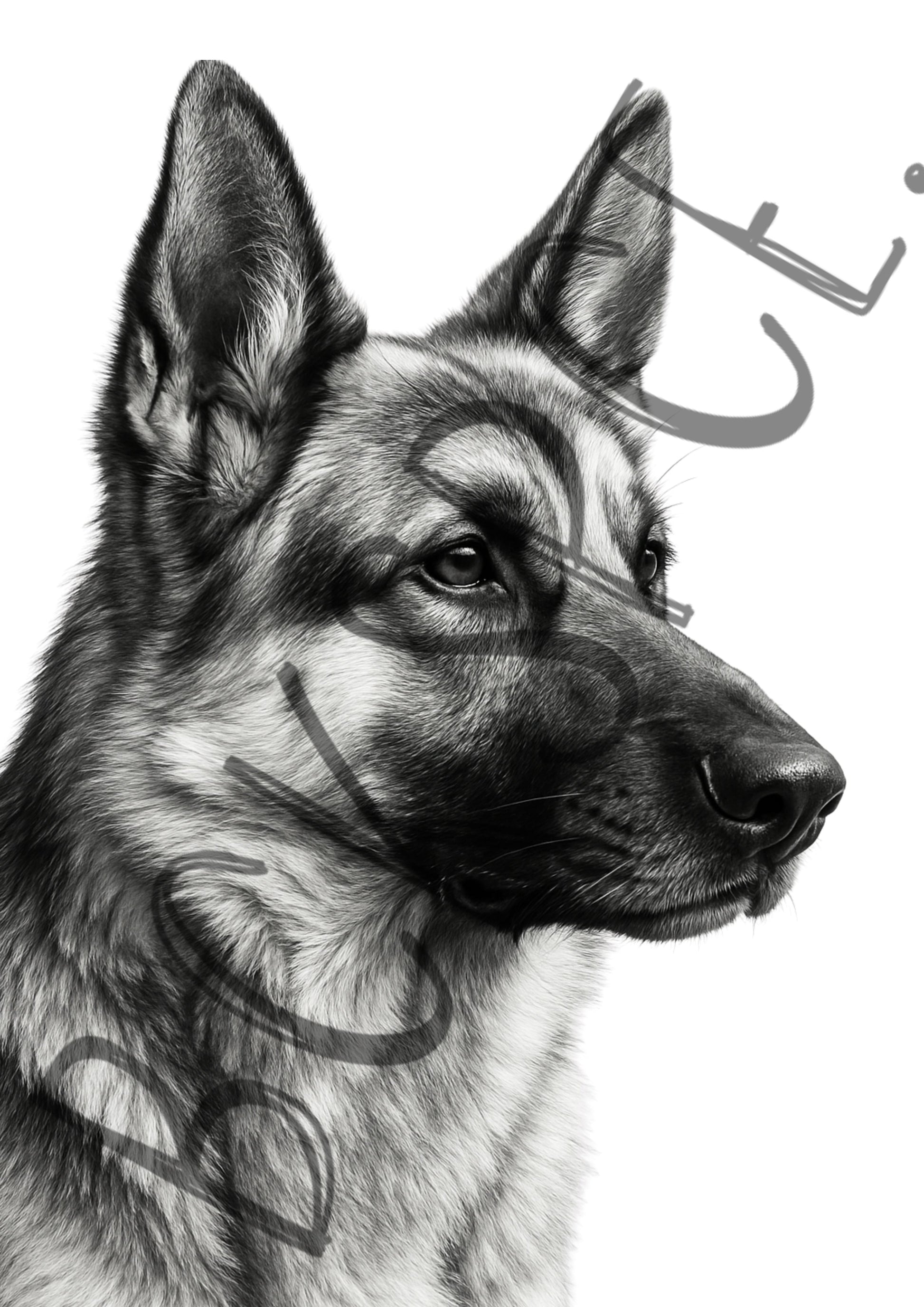 German Shepherd (B&W)